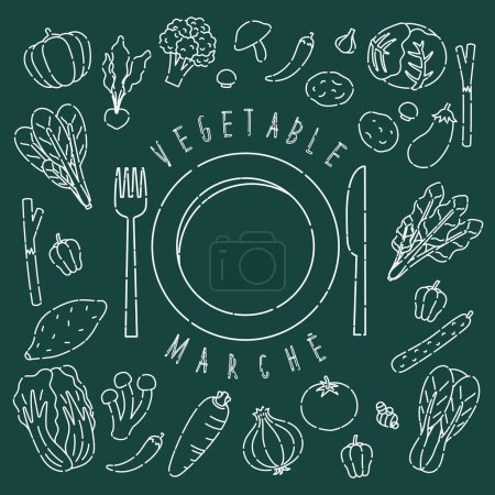 fresh vegetables vector set -looks  like chalk art