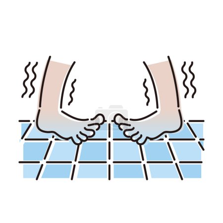 Ilustración de Baño: Problemas (piso del baño es frío) - Imagen libre de derechos