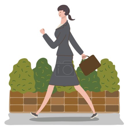 Illustration for Business woman commuting in sneakers - Royalty Free Image