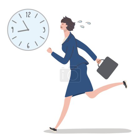 Illustration for Business woman running at full speed (almost late) - Royalty Free Image