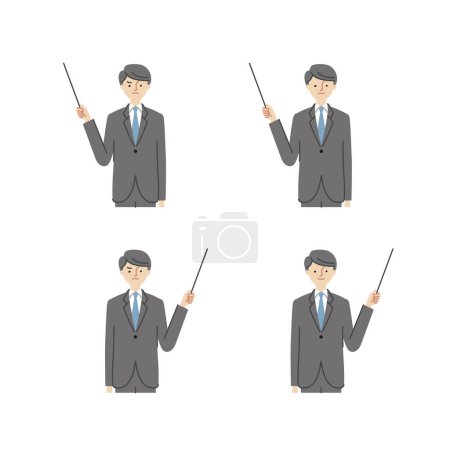 Business scene: pointing, pointing stick, man (with main line)