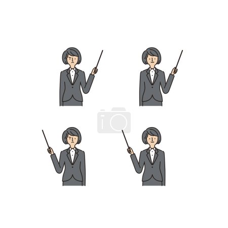 Business scene: pointing, pointing stick, woman