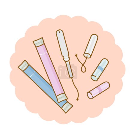 Illustration for Women's health: Image illustration of sanitary products tampons - Royalty Free Image