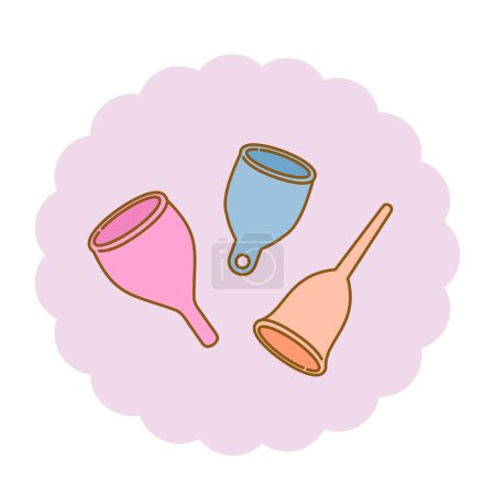Santé des femmes : illustration d'images de fournitures sanitaires coupe menstruelle