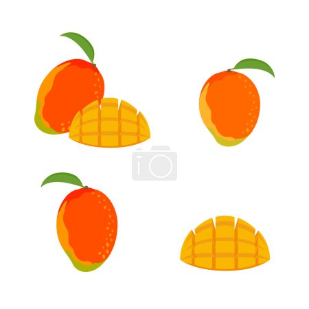 Summer fruit icon set: simple and cute mango