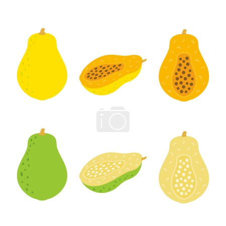 Summer fruit icon set: simple and cute papaya