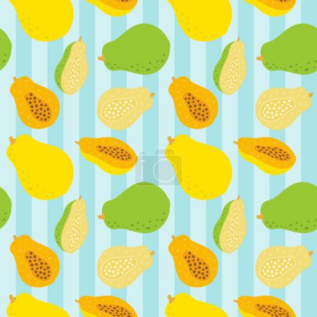 Summer material: cute seamless pattern with simple papaya and stripes