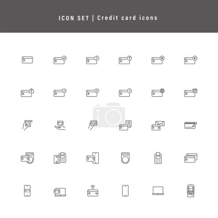 Conjunto de iconos de dinero: tarjeta de crédito simple y linda