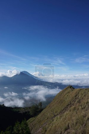Photo for Indonesia Flag Above the Clouds, Majestic Mountain Top Views, Batur Bali - Royalty Free Image