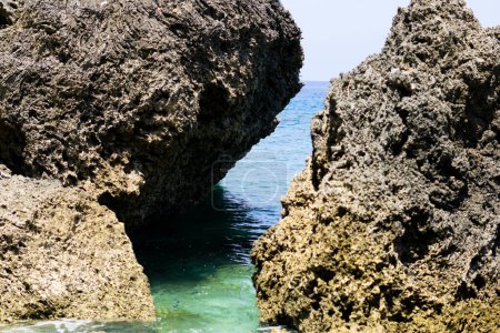 Photo for Coastal Sea Rock Reefs, Beautiful Seaside Scenery in Liuqiu Island, Taiwan - Royalty Free Image