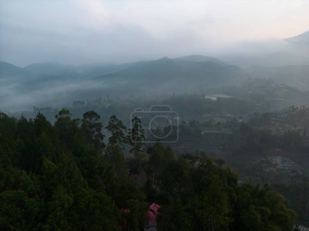 Shrouded in Mystery, Ethereal Fog Blanketing Mountain Forest in Lembang Bandung