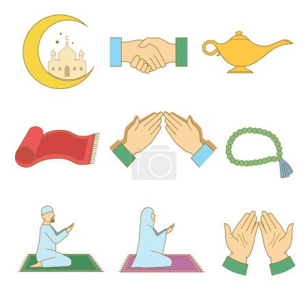 Plusieurs éléments de l'icône du Ramadan islamique