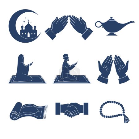 Several elements of Islamic Ramadan icon