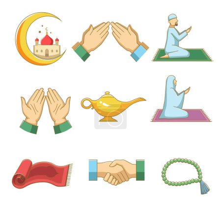 Plusieurs éléments de l'icône du Ramadan islamique