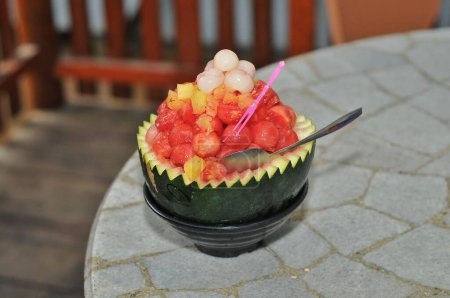 Photo for Watermelon ice on a ceramic table, summer food and drink - Royalty Free Image