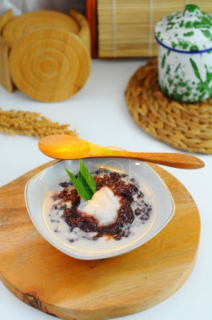 Photo for Bubur ketan hitam or black sticky rice porridge is one of type traditional food in Indonesia - Royalty Free Image