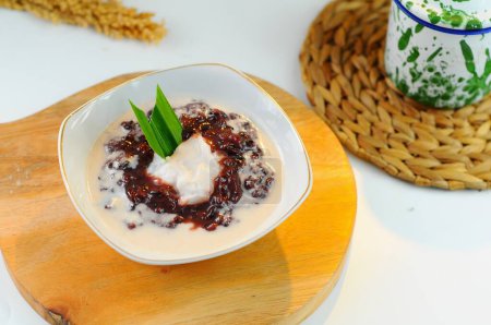 Photo for Bubur ketan hitam or black sticky rice porridge is one of type traditional food in Indonesia - Royalty Free Image