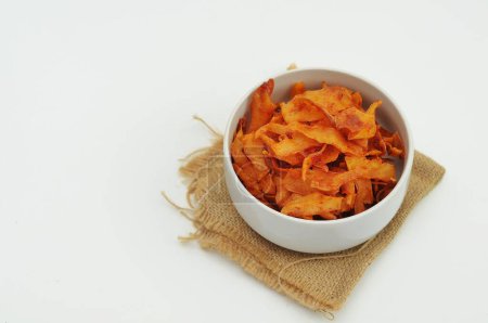 cassava chips with spicy taste in a white bowl
