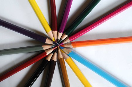 Photo for Colored pencils on white paper - Royalty Free Image