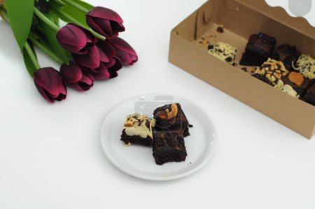 Photo for Chocolate cake with flowers - Royalty Free Image