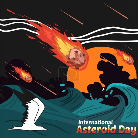 Ilustración de Ilustración de elementos para el día del asteroide - Imagen libre de derechos
