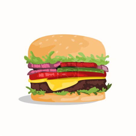 Téléchargez les illustrations : Illustration vectorielle d'un hamburger sur fond blanc - en licence libre de droit