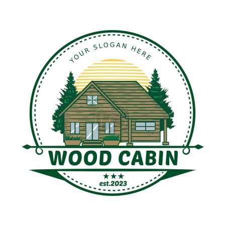 Ilustración de Logotipo de la cabina de madera, estilo vintage - Imagen libre de derechos