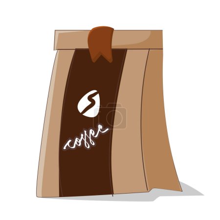 Ilustración de Diseño vectorial de una bolsa de café sobre un fondo blanco - Imagen libre de derechos