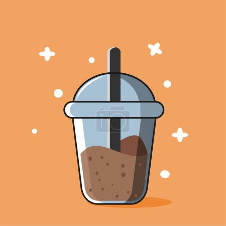 Téléchargez les illustrations : Tasse de café avec icône de paille - en licence libre de droit