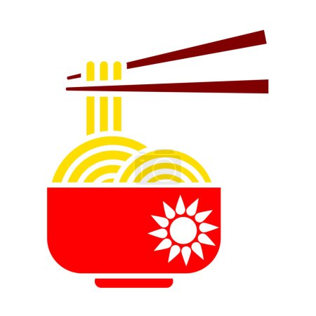 Téléchargez les illustrations : Icône chinoise de nouilles pour le web, design - en licence libre de droit