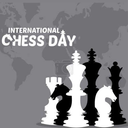 Illustration for World chess day. international chess day. chess chess board game. chess chess. vector. - Royalty Free Image