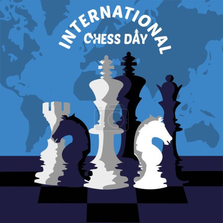 Illustration for World chess day. chess game. vector - Royalty Free Image