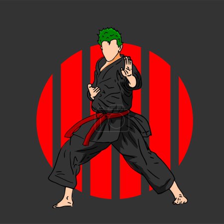 Illustration for Illustration of man with black costume martial art - Royalty Free Image