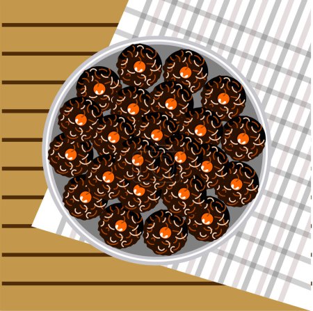 Téléchargez les illustrations : Gâteau au chocolat sur une assiette. - en licence libre de droit