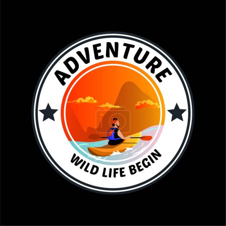 Téléchargez les illustrations : Logo aventure avec vie sauvage - en licence libre de droit
