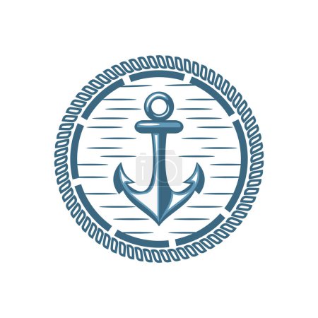 Illustration for Ship anchor emblem vector logo - Royalty Free Image