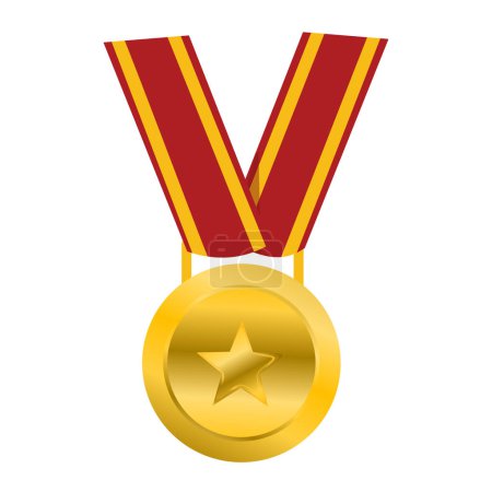 Téléchargez les illustrations : Isolé conception vectorielle médaille d'or - en licence libre de droit