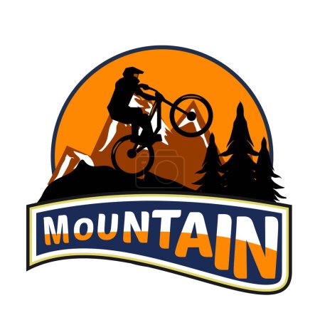 Illustration for Mountain bike logo design. vector illustration. - Royalty Free Image
