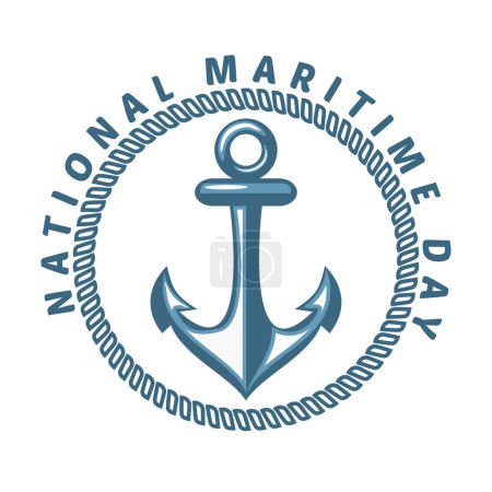 Illustration for Anchor and rope logo for national maritime day - Royalty Free Image