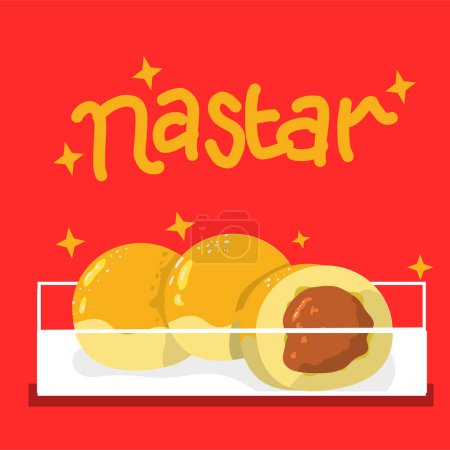 Ilustración de Galletas de piña de Nastar o Indonesia con cobertura de queso para la celebración de Eid mubarak - Imagen libre de derechos