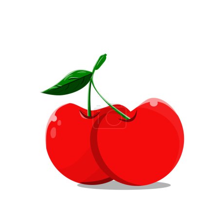 Ilustración de Rojo cereza fruta vector ilustración aislado sobre fondo blanco - Imagen libre de derechos