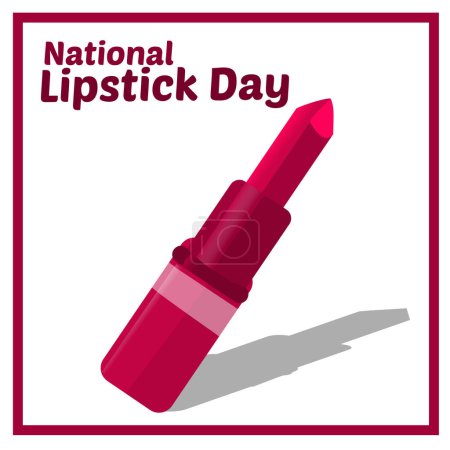 Illustration for National lipstick day vector, pink lipstick on white background - Royalty Free Image