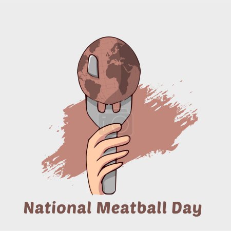 national meatball day vector, meatball at fork