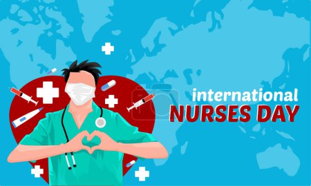 Ilustración de Banner internacional del día médico con la enfermera - Imagen libre de derechos