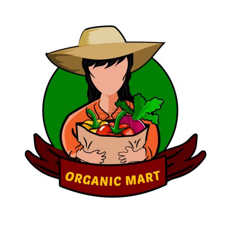 Ilustración de Agricultor mujer con verduras orgánicas vector ilustración - Imagen libre de derechos