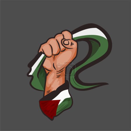 Téléchargez les illustrations : Main tenir palestine drapeau vecteur - en licence libre de droit