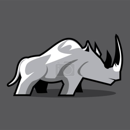 Ilustración de Rinoceronte sobre fondo gris - Imagen libre de derechos
