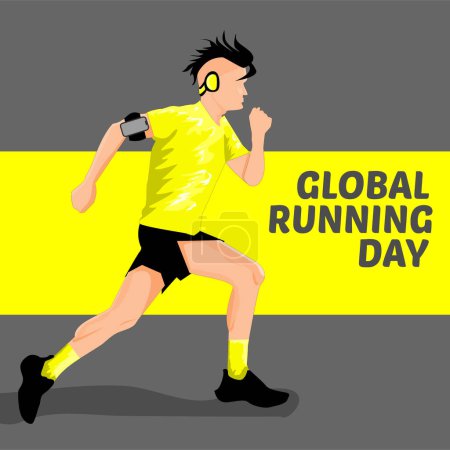 Illustration for Running man with text. flat style. vector illustration. - Royalty Free Image