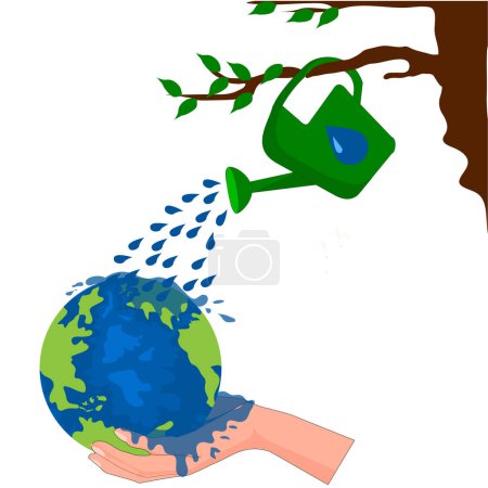 Ilustración de Día del Árbol de la mano mantenga la tierra vector - Imagen libre de derechos