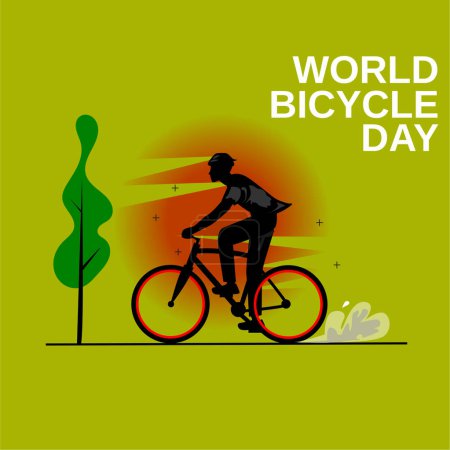 Téléchargez les illustrations : Conception d'illustration de concept de journée mondiale de vélo pour l'événement cycliste - en licence libre de droit